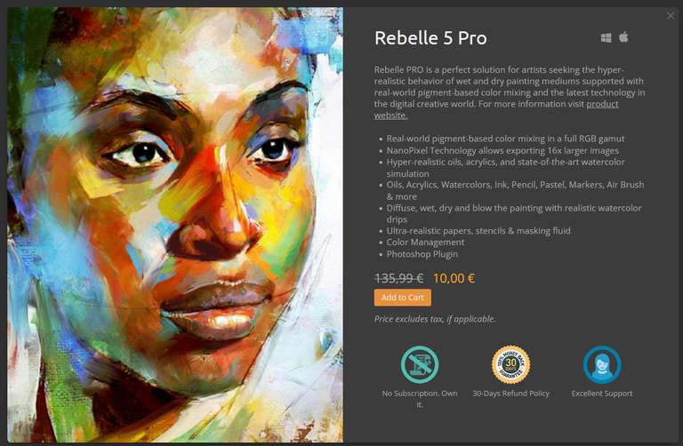 Digital Art Painting Software Rebelle 5 Pro für 11,90 € u.a. @ escape motions 10 Jahre Jubiläum