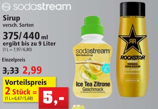 Thomas Philipps SodaStream Sirup, 2 Stück für 5€ Rockstar uvm. ab Montag 31.07.2023
