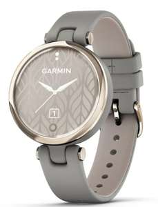 Garmin Lily Classic Edition Grau/Cremegold Touchscreen Smartwatch mit Lederarmband + zusätzliches Silikonband, Health und Fitness Funktionen