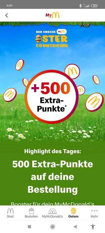 [McDonald's App] 500 Extra Punkte ab 3euro