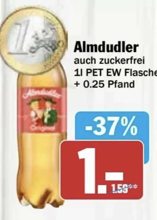 Offline Hit Markt - Almdudler Kräuterlimonade auch Zuckerfrei 1 Liter Flasche