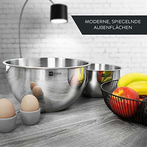 HEYNNA Edelstahl Rührschüssel 2 für 4-teilig, 4,5L, Küchenschüsseln Back-, und Set & - | Größen Salat- spülmaschinenfest, mydealz stapelbar