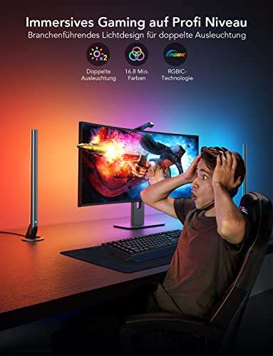 Govee DreamView G1 Pro Gaming Light, Neon LED Strip und Lightbar mit Kamera, WiFi RGBIC für 24-32 Zoll PC, Alexa,Google Home, App-Steuerung