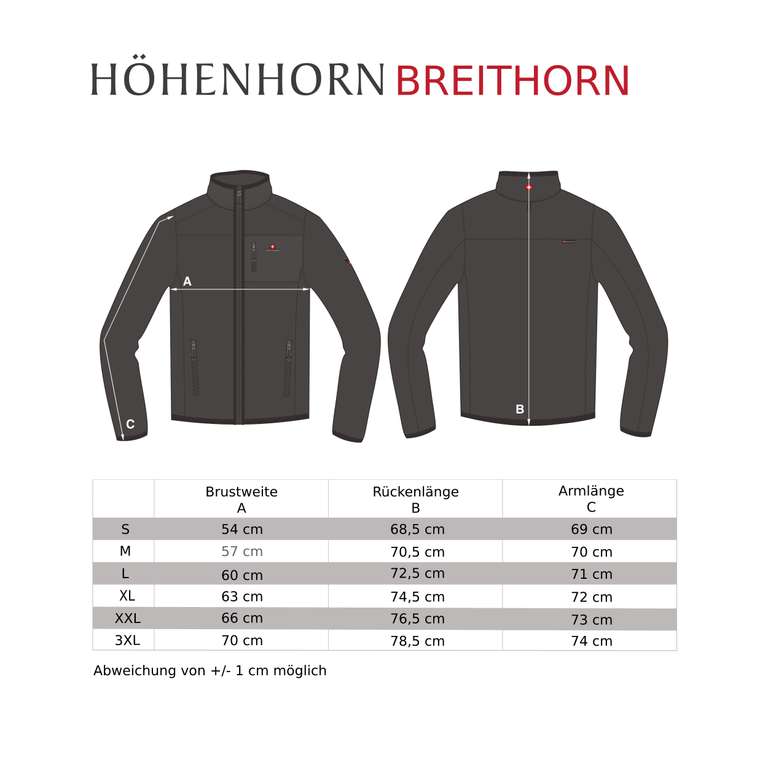Höhenhorn Breithorn Softshell (8.000 mm) Jacke in 2 Farben (Größen S bis 3XL)