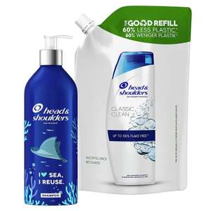 [Prime Day] Head & Shoulders Classic Clean Anti-Schuppen Shampoo Starter-Set, Aluminiumflasche (430ml) + Nachfüllpack (480ml), Pumpspender