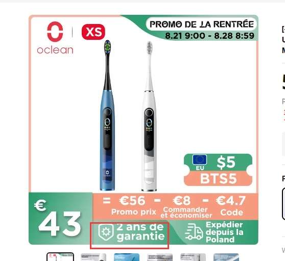 [Aliexpress] Oclean XS Smart Sonic Electric Toothbrush (Polen Warehouse)