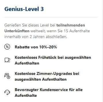 Booking.com Genius Level 3 für ~2€