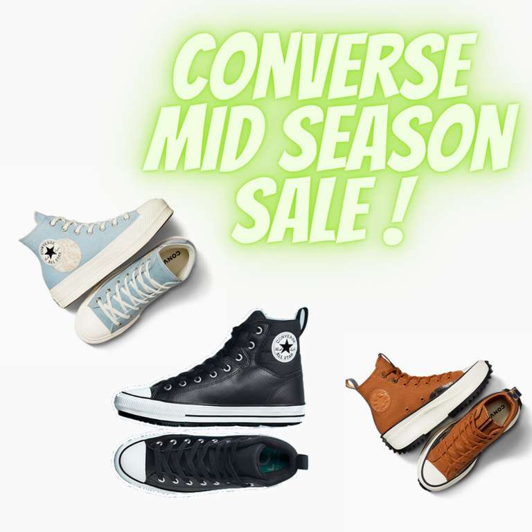 Converse Mid-Season-Sale bis zu 50 % Rabatt | Damen Herren und Kinderschuhe zB. Chuck Taylor All Star Lift Platform Crafted Patchwork