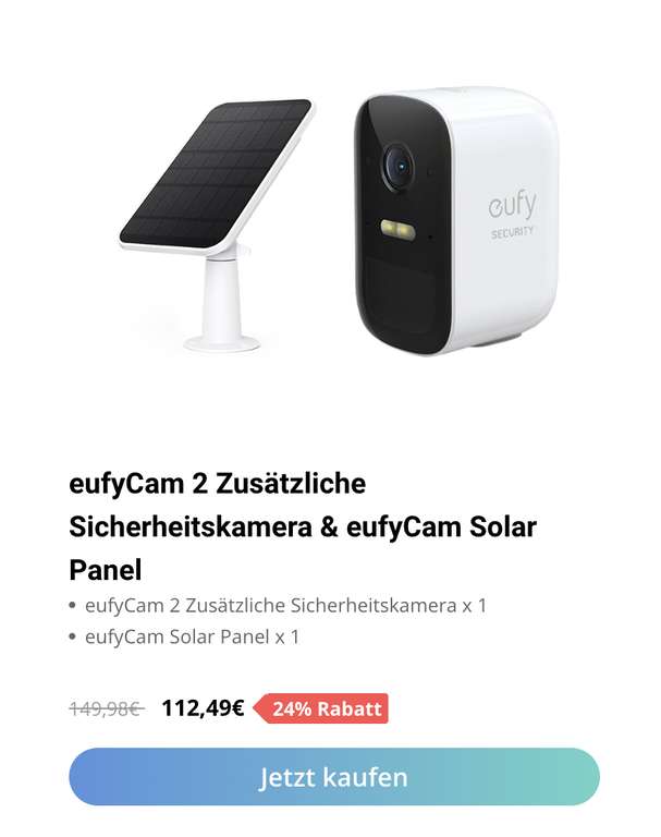 Eufy Sicherheitstechnik // Osterverkauf mit diversen Rabatten auf z.b. Eufy Cam 2 mit Solarpanel im Set
