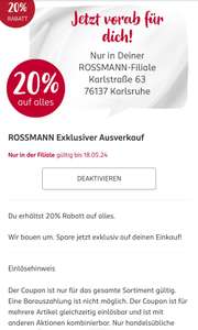 Rossmann Karlsruhe Local Ausverkauf -20%