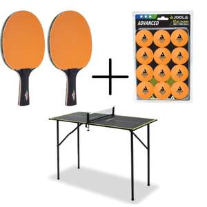 JOOLA Mini Tischtennisplatte & 12x Tischtennisbälle & 2x Tischtennisschläger Set