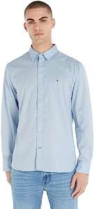 [Amazon Prime] Tommy Hilfiger Herren Hemd Core Flex Langarm in light blue (Gr. XS - 3XL, M ausverkauft) oder schwarz (M - XL)