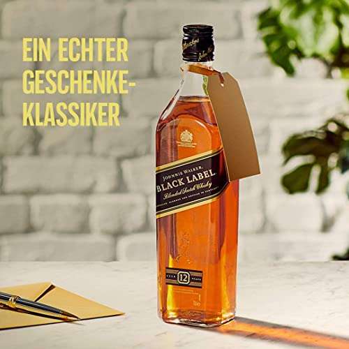 [Amazon Prime] Johnnie Walker Black Label Blended Scotch Whisky (40% vol, 700ml) in Geschenkverpackung mit 2 Gläsern