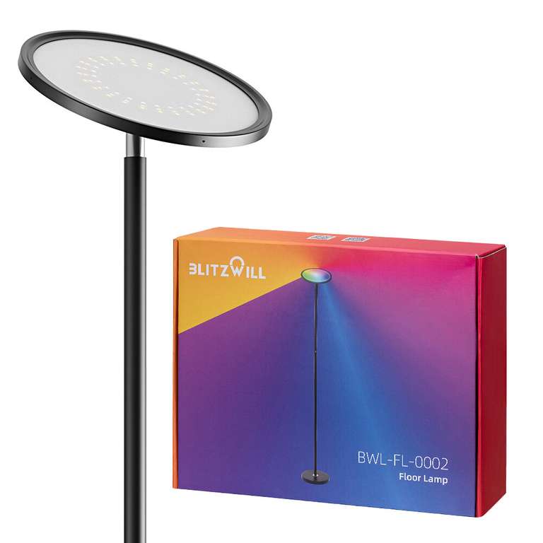 Stehlampe Blitzwill BWL-FL-0002, 25 W, 2700-6500 K, RGB, App-Control, Voice Control, Alexa und Google Assistant