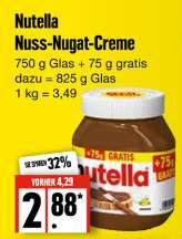 [Edeka Nord] 825g Nutella für 2,88€ (Kilopreis 3,49€)