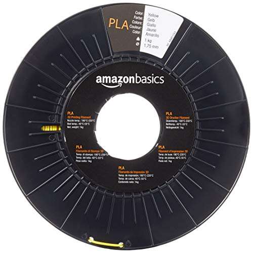 Amazon Basics 3D-Drucker-Filament PLA-Kunststoff, 1,75 mm, Gelb, 1-kg-Spule