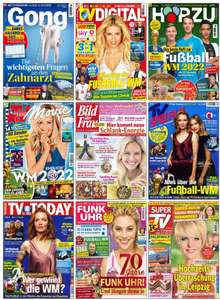 17 TV Zeitschriften Abos mit Prämien & Rabatten, z.B. TV Digital XXL für 65,20€ mit 50 € BestChoice // TV Movie,TV Spielfilm,Hörzu,Gong