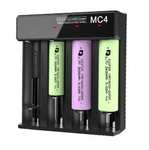 MC4 4-fach Ladegerät für 3,7/4,2 V Lithium-Rundzellen, USB-Eingang, 4-Slots unabhängig