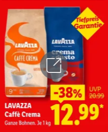 Lidl Lavazza Caffè Crema Dolce Kaffeebohnen 1 kg