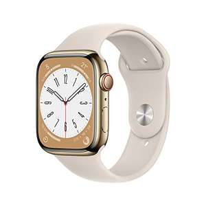 Apple Watch Series 8 (GPS + Cellular, 45mm) Edelstahlgehäuse Gold, Sportarmband Polarstern