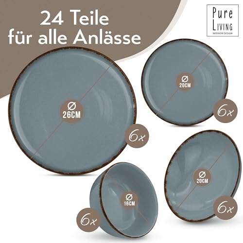 Steingut Geschirrset 6 Personen Rustic 24-tlg - Hochwertiges Mediterranes Geschirr Set - Schüssel- & Teller, Rosa 42,46€ (Amazon Mp)