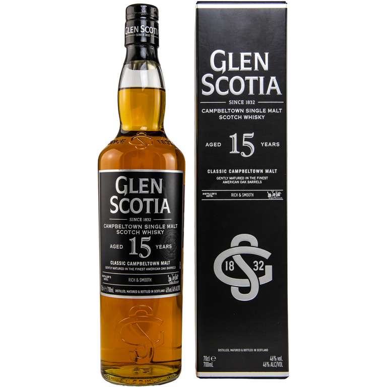 Whisky-Deals 210: Glen Scotia 15 Jahre Campbeltown Single Malt Scotch Whisky (0.7 l) + 2x Cardhu 12 Jahre (0.02 l) für 51,10€ inkl. Versand