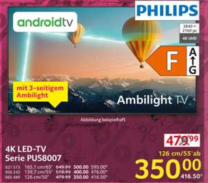 [Selgros] Philips 4K TV PUS8007 Bestpreise in jeder größe