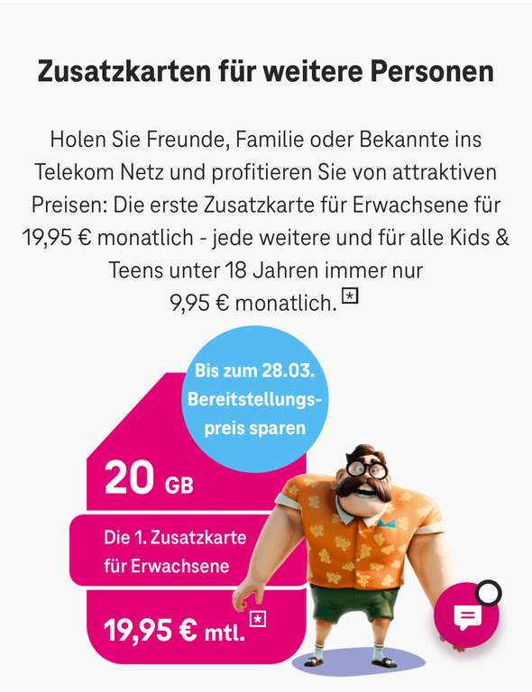 Telekom MagentaMobil PlusKarte und PlusKarte Kids & Teens ohne Anschlussgebühr