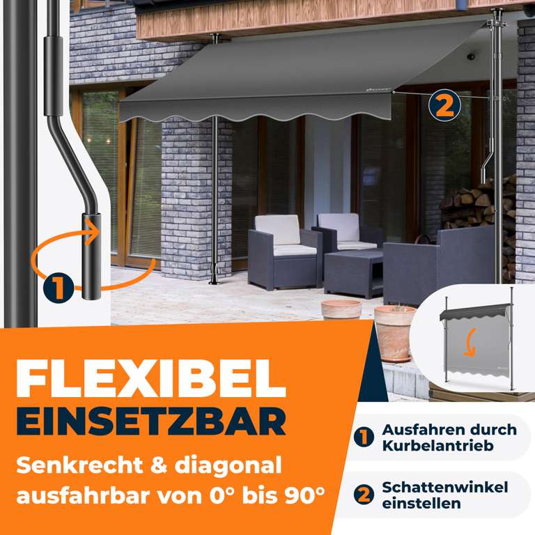 KESSER Sonnenschutz-Markise 300 cm, manuell  bohrfrei, flexibel at Amazon