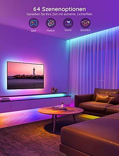 Govee RGBIC LED Strip 10m, Bluetooth LED Streifen, Segmentcontrol, Musik  Sync, 64 Szenenmodus, Steuerbar via App-Steuerung,Farbwechsel, Geeignet für  Zuhause Schlafzimmer Gaming 10M : : Beleuchtung