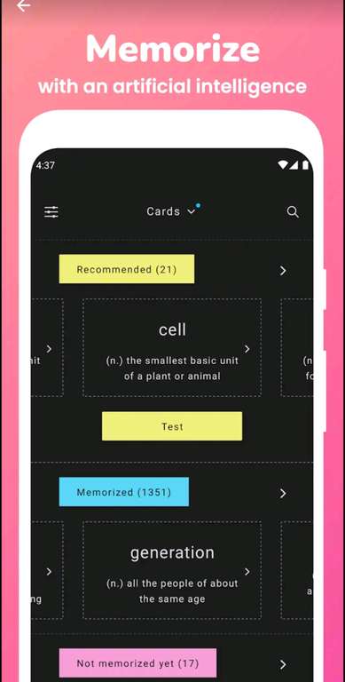 Memorize: IELTS Vokabular, Karteikarten-App - Google Play Store (Android)