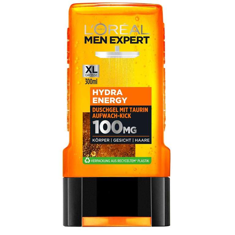 L'Oréal Paris Men Expert Duschgel für Männer, Zur Reinigung von Körper, Haar und Gesicht, Hydra Energy, 1 x 300 ml [Prime Spar-Abo]