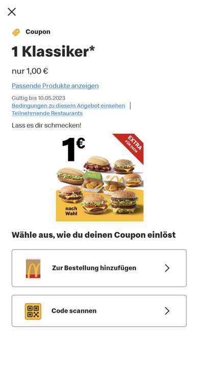 [personalisiert] McDonald's Klassiker für 1€