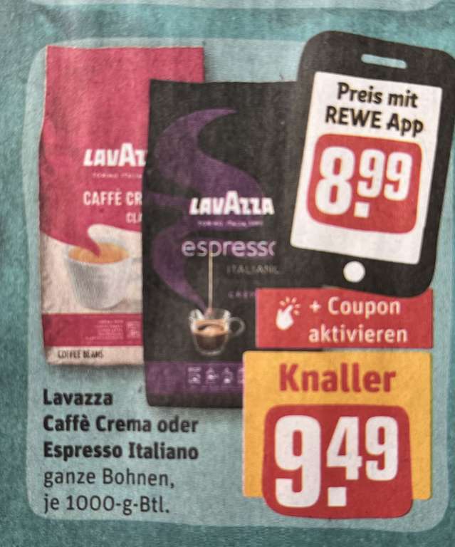 Espresso Italiano und Crema 9,49€ mit App 8,99 €