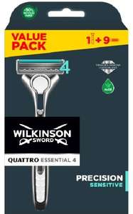 Wilkinson Sword Quattro Titanium Rasierklingen mit Herren Rasierer | Rasierer + 9 Klingen [Prime Spar-Abo]