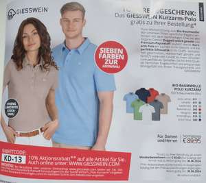 Giesswein, gratis Bio-Baumwolle Polo Kurzarm (Wert 89,95€) +10% Rabatt (MBW 50€)