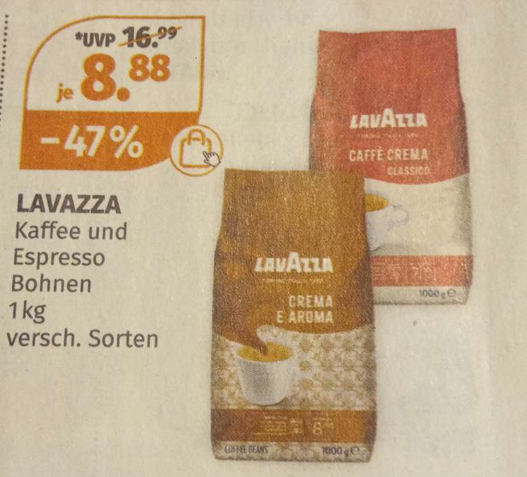 [Müller] 1 kg LAVAZZA Kaffee oder Espresso Bohnen - 18.03.2024 bis 23.03.2024 - 8,88 € oder mit CB noch günstiger