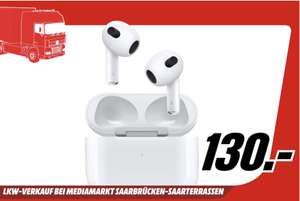 [Lokal Media Markt Saarbrücken] APPLE AirPods (3. Generation mit MagSafe Ladecase), In-ear Kopfhörer Bluetooth Weiß