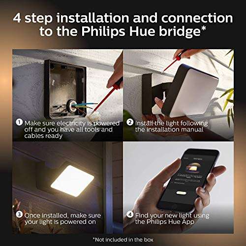 Philips Hue White LED Welcome Flutlicht für den Aussenbereich + Bewegungssensor für den Aussenbereich, integrierter Tageslichtsensor