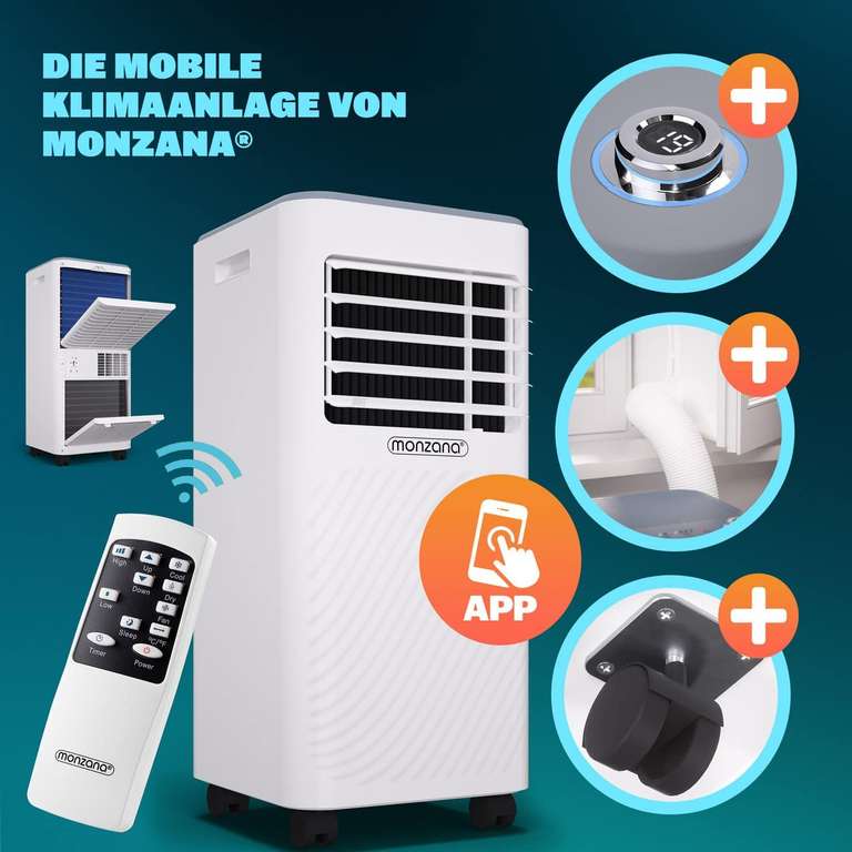 Mobile Klimaanlage 3 in 1 MZKA2600 Weiß App, Sprachsteuerung (CB 170,68€)