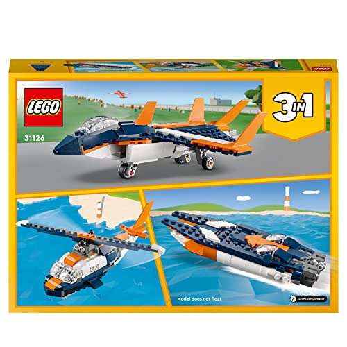 LEGO Creator 3-in-1 Überschalljet 31126 , Flugzeug, Hubschrauber und Boot, 3 Modelle zum Bauen, Spielzeug ab 7 Jahre (Prime/Galaxus)