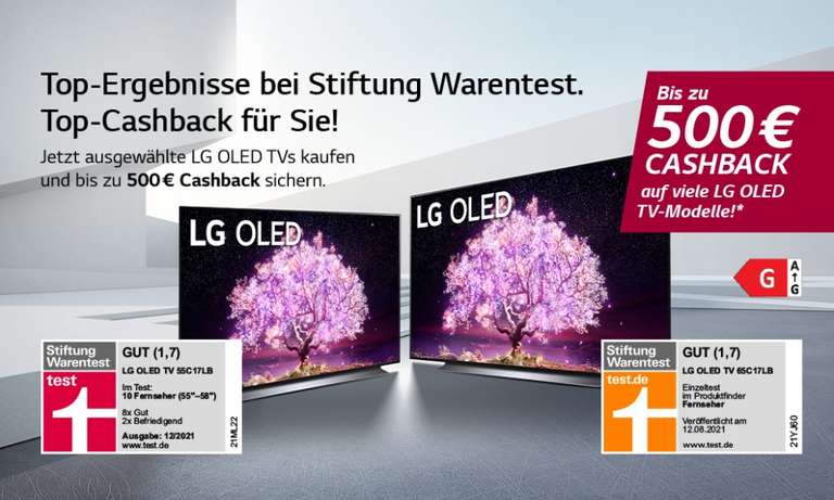 LG OLED TV B1 / C1 Cashback Aktion bis 500€