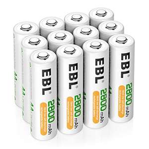 [Prime] EBL AA Akku 2800mAh wiederaufladbare Mignon AA Batterien Typ NiMH 12 Stücke, 1,2V AA Batterie