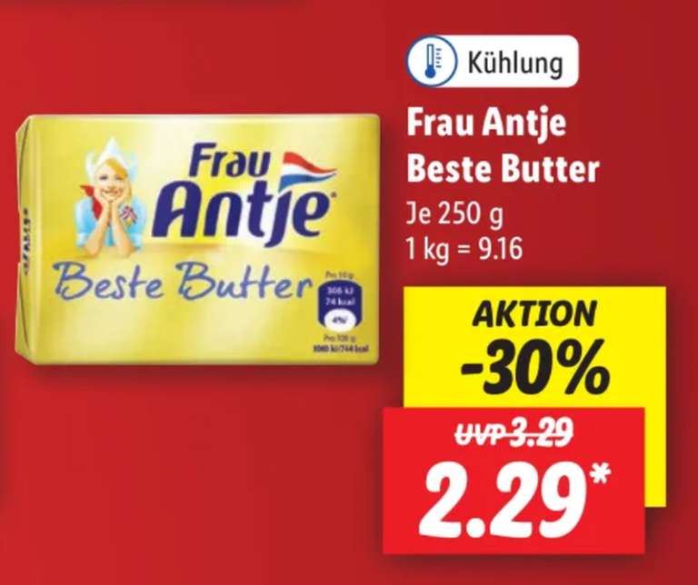 Frau Antje Beste Butter 250g für 1,99€ [KAUFLAND 19.-25.01. + NETTO MD am 21.01.]