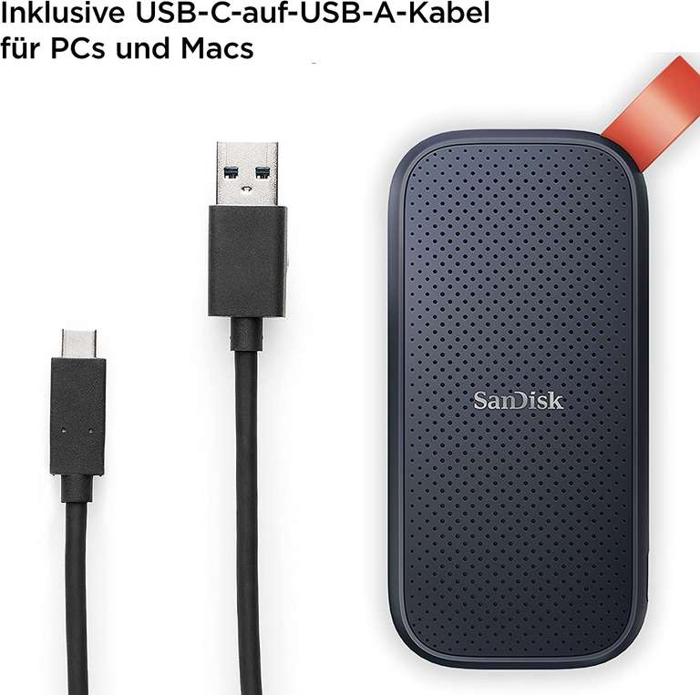 SanDisk Portable SSD 2TB (USB-C, 520MB/s Lesen, 96.9x46.9x9.91mm)