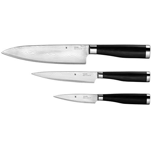 [Amazon Prime] WMF Yari Messerset, 3 Messer geschmiedet, japanischer Spezialklingenstahl, 67 Lagen Griff aus Pakkaholz, Damaszener Klinge