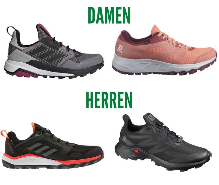 4x Trail-Schuhe Restgrößen für Damen und Herren von adidas und Salomon, zB adidas Damen Trekkingschuhe Terrex Trailmaker GTX W