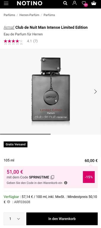Armaf Club De Nuit Intense Man Parfum Limited Edition (105ml) [Notino]