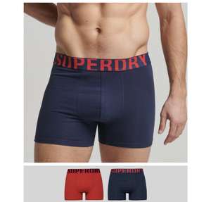 Superdry Herren Boxershorts Aus Bio-Baumwolle Mit Doppeltem Logo Im 2Er-Pack, Verschiedene Farben und Größen
