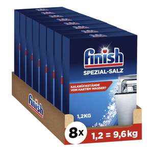 Finish Spezial-Salz – Spülmaschinensalz zum Schutz vor Kalkablagerungen und Wasserflecken – Multipack mit 8 x 1,2 kg (Prime Spar-Abo)